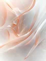 Poster - Ethereal Abstract Waves in Delicate Orange and White Gradient with Sparkling Dust for Dreamy Backgrounds and Artistic Design Projects