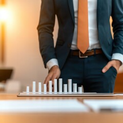 Poster - Business Owner Analyzes E-Commerce Performance Metrics from Bar Graph Illustrating Headless Strategy