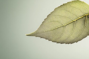 Wall Mural - close up of a green leaf with intricate veins and textures