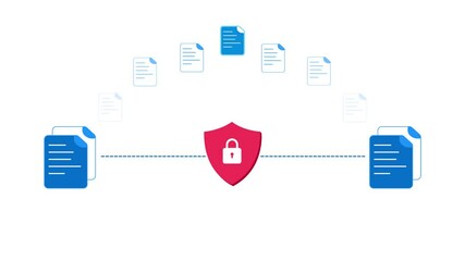 Poster - Copying files with secure method concept 4k animation, floating shapes