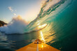 © Aisylu - Ocean Sunset Wave and yellow surf, clear water in Tropical sea colorful background. AI