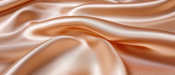 Poster - Elegant apricot silk fabric with soft folds and shimmering highlights creating a luxurious texture and smooth surface for fashion design