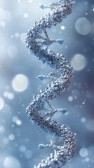 Poster - Abstract dna strand on light blue background with bokeh effect representing science and technology