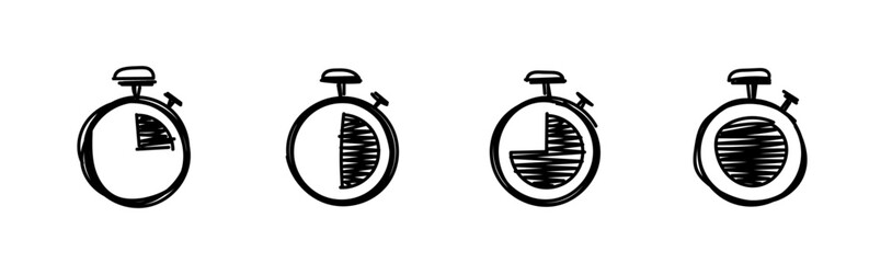 Poster - Doodle set of timer. Hand drawn timer icon set