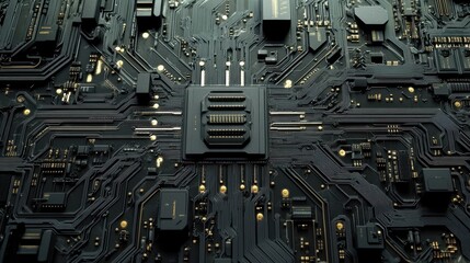 Aufkleber - A detailed futuristic digital circuit board featuring intricate lines and patterns, showcasing advanced technology and complex design.