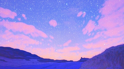 winter mountain landscape, winter night scenery
