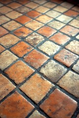 Poster - rustic terracotta tile surface with aged texture and earthy tones creating a warm vintage aesthetic 