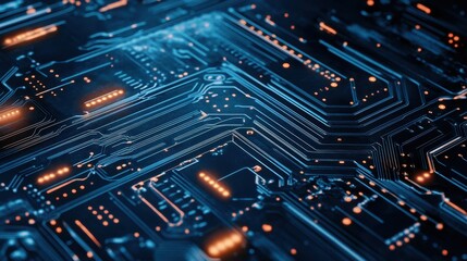Aufkleber - A detailed futuristic digital circuit board featuring intricate lines and patterns, showcasing advanced technology and complex design.