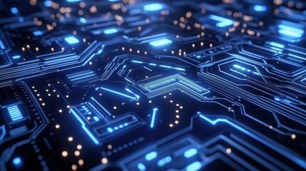 Aufkleber - A detailed futuristic digital circuit board featuring intricate lines and patterns, showcasing advanced technology and complex design.
