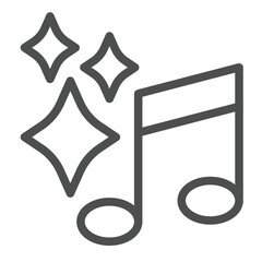 Poster - Shiny stars and music note line icon, merry christmas concept. Vector graphics. Jingle melody, notes sign on white background, outline style icon for mobile or web design.