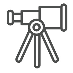 Poster - Telescope tube on tripod line icon, cosmos concept. Vector graphics. Space sky exploration, spyglass sign on white background, outline style icon for mobile or web design.