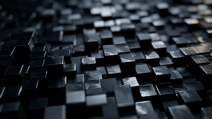Poster - Abstract dark pixelated texture with futuristic design, featuring complex geometric patterns and high-tech digital aesthetic, ideal for modern digital backgrounds, tech-inspired art, and cutting-edge 