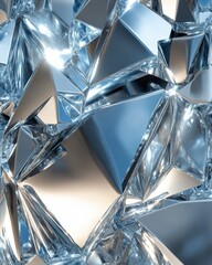 Poster - Abstract crystalline structure with reflective surfaces and geometric shapes creating a modern and futuristic visual effect in a cool color palette
