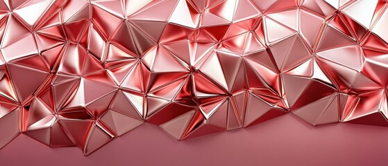 Poster - Abstract geometric design with reflective rose gold facets creating a luxurious and modern background perfect for digital art and graphic design projects