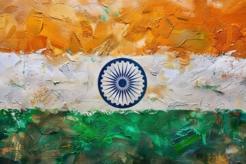 Poster - Indian flag painted on canvas with acrylics, celebrating india's independence day