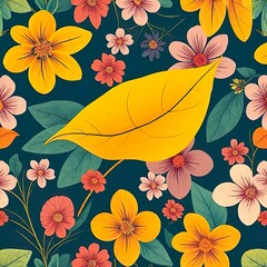 Wall Mural - Vintage Floral Blossom: Seamless Hibiscus Pattern Design for All Seasons,Ai generated 