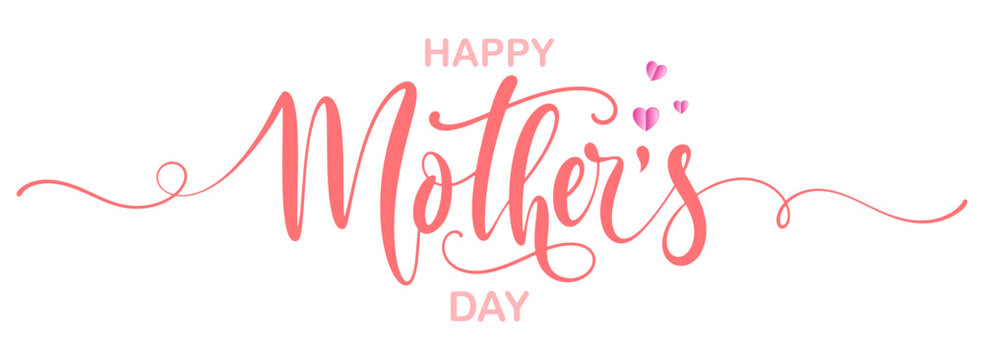 Happy Mother's Day elegant hand written lettering . Modern calligraphy isolated on transparent background. Black ink inscription. Vector typography composition for greeting card or poster design.