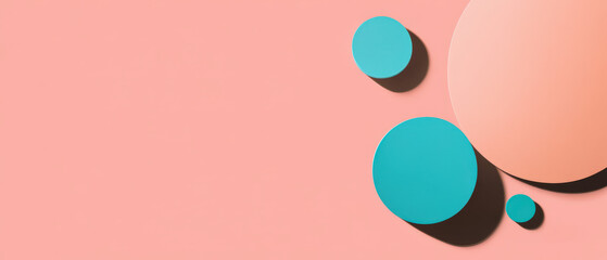 Wall Mural - A pink background with blue circles on it