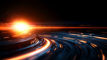 Wall Mural - futuristic cityscape sunrise: abstract digital art