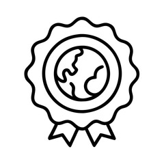 Poster - Global award badge icon vector illustration for best achievement and world recognition concept design