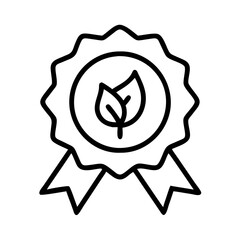 Poster - Eco friendly badge vector graphic ecology leaf organic product certified ribbon nature seal eco label design 
