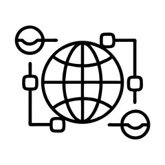 Fototapete - Global network communication internet connection worldwide web technology and data transfer icon vector