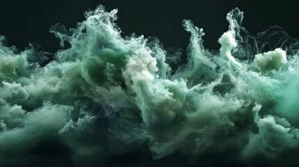 Poster - Vibrant green 3d abstract motion design on a dark background featuring dynamic geometric shapes, glowing lines, and futuristic energy flow for modern digital art and high-tech wallpaper concepts
