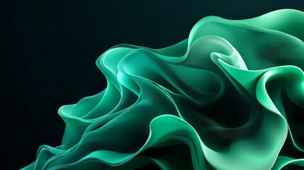 Poster - Vibrant green 3d abstract motion design on a dark background featuring dynamic geometric shapes, glowing lines, and futuristic energy flow for modern digital art and high-tech wallpaper concepts

