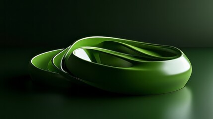 Poster - Vibrant green 3d abstract motion design on a dark background featuring dynamic geometric shapes, glowing lines, and futuristic energy flow for modern digital art and high-tech wallpaper concepts

