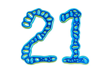 Poster - 3d Blue Number 21 For Math And Business Concept