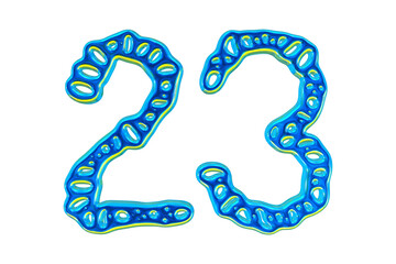 Poster - 3d Blue Number 23 For Math And Business Concept