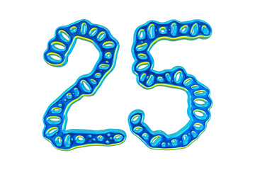 Poster - 3d Blue Number 25 For Math And Business Concept