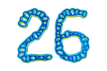 Poster - 3d Blue Number 26 For Math And Business Concept