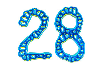 Poster - 3d Blue Number 28 For Math And Business Concept