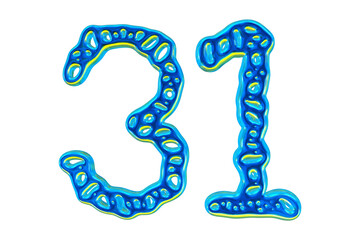 Poster - 3d Blue Number 31 For Math And Business Concept