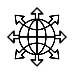 Aufkleber - Globe with arrows vector icon representing global reach international business expansion worldwide network and direction