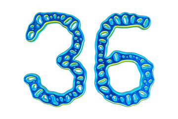 Poster - 3d Blue Number 36 For Math And Business Concept