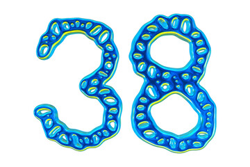 Poster - 3d Blue Number 38 For Math And Business Concept