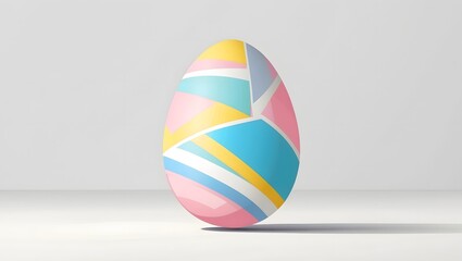 Poster - a colorful Easter egg standing. The egg is painted with geometric patterns in pastel colors, creating a joyful and festive vibe