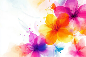 Poster - Watercolor Flower Illustration with Colorful Gradient Petals on White Background
