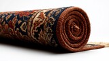Exquisite rolled oriental rug featuring an intricate floral pattern design