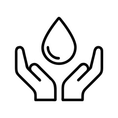 Poster - Water drop in hands icon vector illustration for clean water conservation and save water resources concept