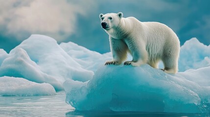 polar bear on an iceberg in the wild