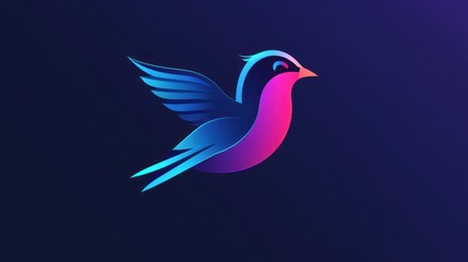 Poster - Gradient bird illustration, soaring high, against gradient background, graphic design