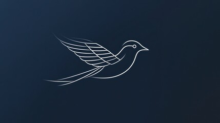 Poster - A stylized outline of a dove in flight against a dark gradient backdrop. Logo Use