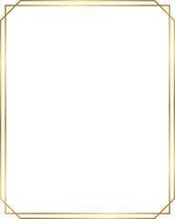 Wall Mural - double line rectangle golden frame isolated on transparent background, luxury gold border design wit