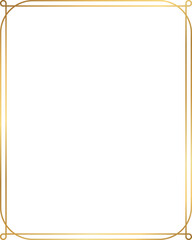 Wall Mural - double line rectangle golden frame isolated on transparent background, luxury gold border design wit