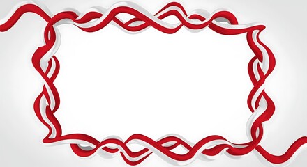 Poster - Decorative Frame of Flowing Red and White Ribbons Graphic Design
