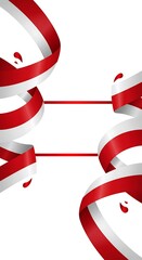 Poster - Swirling Red and White Ribbons Frame Template for Design and Celebration
