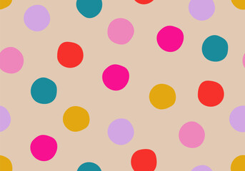 Wall Mural - colorful circle doodle seamless pattern. seamless hand drawn pattern with colorful dots. vector brus